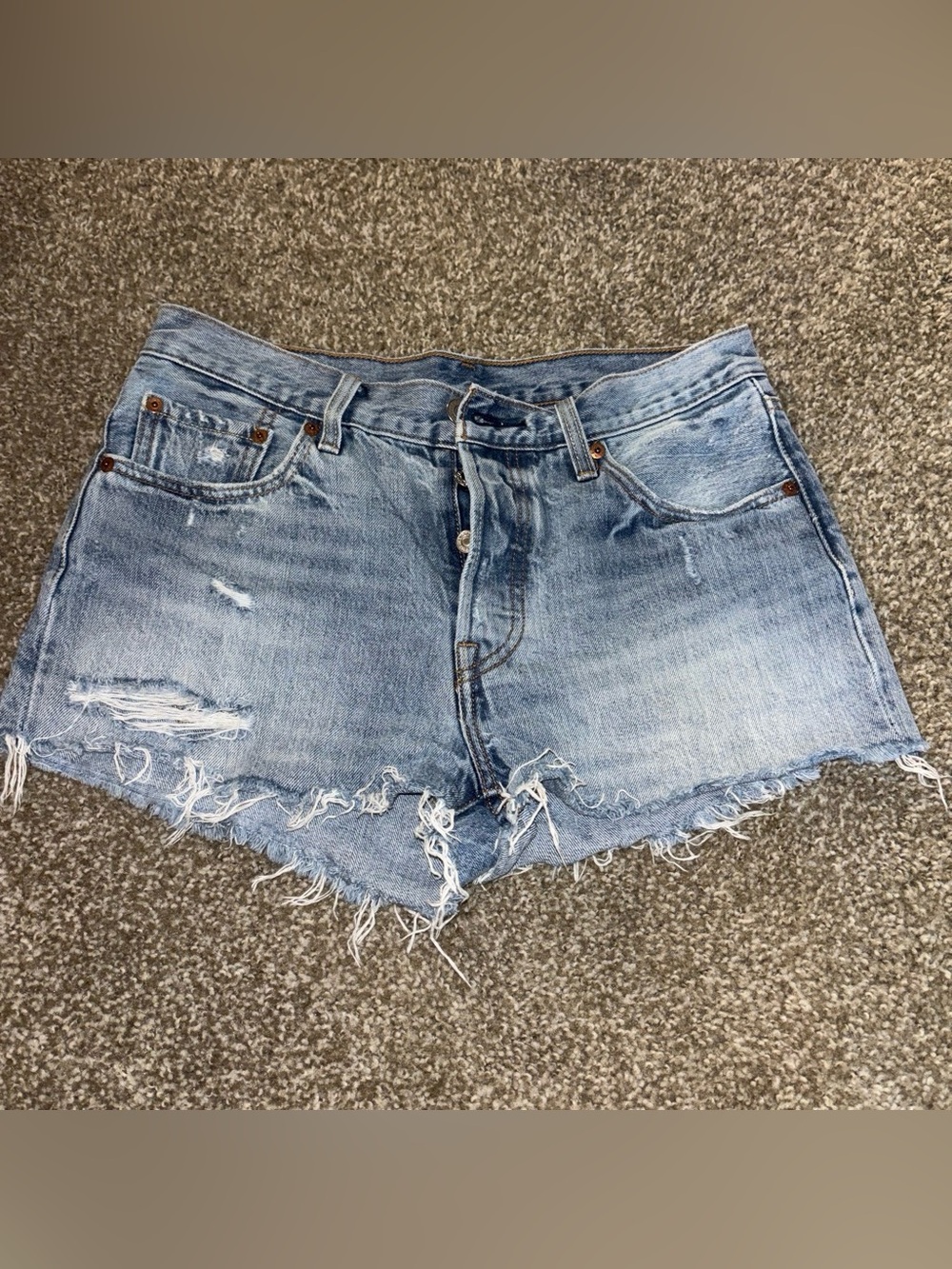 Levi's Light Blue Distressed Denim Cutoff Shorts